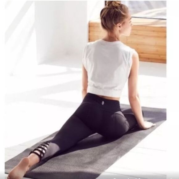 Free People Movement High Waist Black Cropped Lace Up Athletic Leggings - Picture 1 of 5